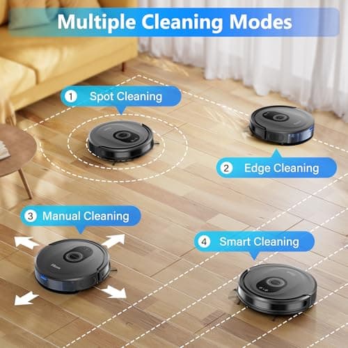 Tikom Robot Vacuum and Mop Combo, 5000Pa Robotic Vacuum Cleaner, 150 Min Max, App & Remote Control, Idear for Hard Floor, Carpet, Pet Hair, Self-Charge(G8000 Max)