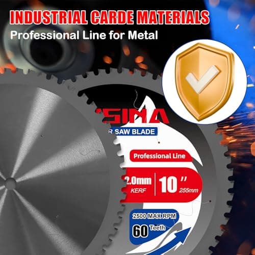 10" Miter Table Saw Blade, TCT Metal Cutting Saw Blades with 60T & 5/8" Arbor, Professional for Iron Steel Aluminum Stainless Steel Ferrous Metals