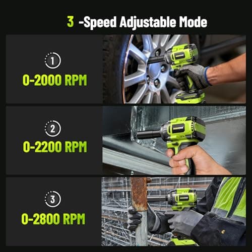 Cordless Impact Wrench, 406Ft-lbs (550N.m) Brushless 1/2 inch, 2800RPM High Torque Impact Gun, 2x 4.0Ah Battery, Charger, 4 Sockets, Electric Impact Wrench for Car Home