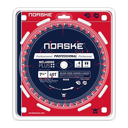 Norske Tools NCSBP271 7-1/4 inch 40T Melamine Plus Saw Blade for Ultra-Smooth Cutting of Melamine, Laminates, Hardwoods and Laminate Flooring 5/8 inch Bore with Diamond Knockout, 7-1/4” x 40 Teeth