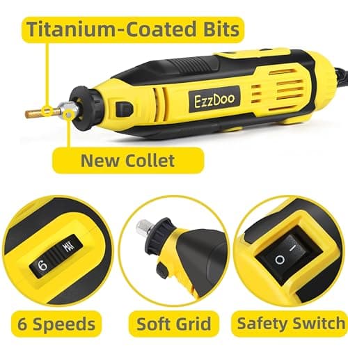 Electric Chainsaw Sharpener Kit with TITANIUM-COATED Diamond Bits - High-Speed Chain saw Sharpener Tool and 6 High Hardness Sharpening Wheels For All Chainsaw Chains.