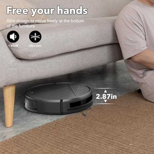 Robot Vacuum and Mop Combo, 2-in-1 Robot Vacuum Cleaner with Strong Suction, Compatible with APP/Home Integration, Schedule, Long battery life, Tangle-free, Ideal for Pet hair and Low Pile carpets