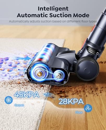 Cordless Vacuum Cleaner, 550W/45KPa Stick Vacuum, 60 Mins Runtime Rechargeable Vacuum, Wall Mount Charging, Auto Mode, Self-Standing Vacuum Cleaner for Home with 3.3Ft Hose for Pet Hair Carpet Floor