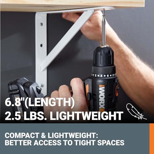 Worx 20V Cordless Drill Driver, 84pc Accessory Kit, Variable 2-Speed, 265 In-Lbs Torque, 20+1 Clutch, Lightweight, Compact, 3/8-Inch Keyless Chuck - Battery & Charger Included
