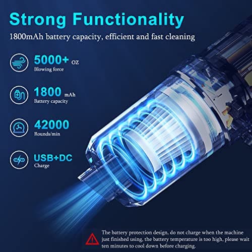 KMM Handheld Car Vacuum Cleaner, 9000Pa Vacuum Cleaner and Air Duster, 120W High Power Hand Held Vacuum with LED Light and Multi-Nozzles for Car, Home, Office, Pet