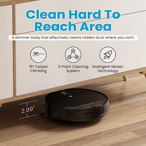 Robot Vacuum Cleaner with 3000Pa Cyclone Suction, APP/Voice/Remote Control, Automatic Self-Charging Robotic Vacuum, Scheduled Cleaning, Ideal for Pet Hair, Hard Floor, Low Carpet