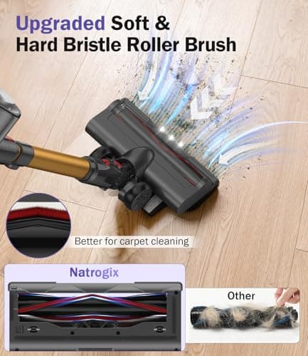 Cordless Vacuum Cleaner, 40Kpa Vacuum Cleaners for Home with LED Screen, 40Mins Stick Vacuum Cordless Rechargeable Dock, Handheld Vacuum Cleaner for Pet Hair, Carpet, Hardwood Floor, A40