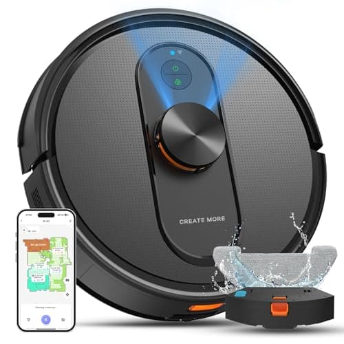 Robot Vacuum and Mop with Mapping, 5000Pa Robotic Vacuums with LiDAR Navigation,No-Go Zones,Wi-Fi/App/Alexa Control, Self-Recharging Vacuum Robot for Pet Hair,Hard Floor,Carpet