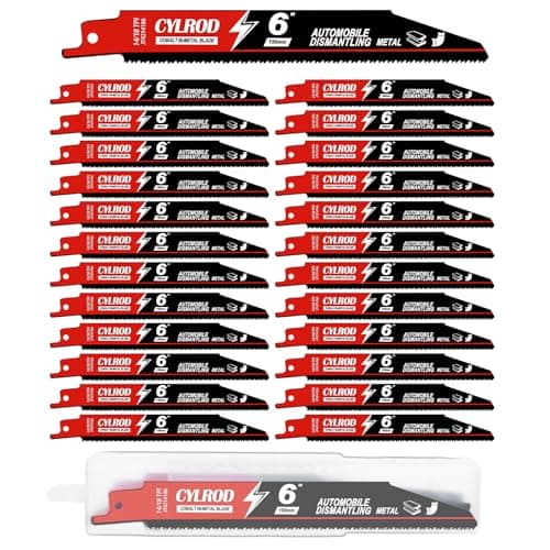 25 Pack 6 in 14/18 TPI Reciprocating Saw Blades for Sawzall Blades,M42 Steel Cobalt Bi-Metal Blades for Automobile Dismantling Metal Cutting,Replace for Milwaukee for Dewalt for Diablo Blade