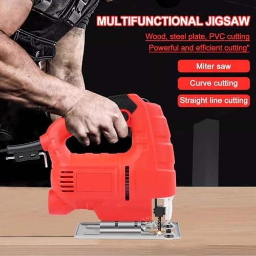 Corded Jigsaw, 800W Brushless Jig Saw Tool Electric Power Cutter with 6 Variable Speed, 0°-45° Bevel Cuts, 3 Position Orbital Action for Straight Curve Circle Cutting