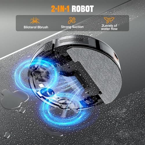 Robot Vacuum and Mop Combo, 2 in 1 Mopping & Mopping Robot with Schedule, App/Bluetooth/Voice, 3200Pa Max Suction, Self-Charging Robot Vacuum Cleaner, Slim, Ideal for Pet Hair, Hard Floor, Carpet