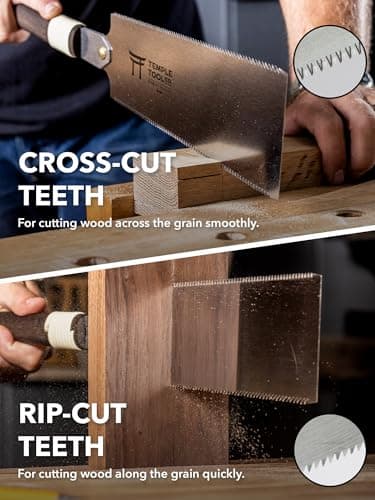Japanese Pull Saw - 9.5 Ryoba Hand Saw with Rip-cut and Crosscut - Wood Saw for Dovetails, Tenons, Joinery, Cutting Boards to Length & Width- Temple Tool Co.