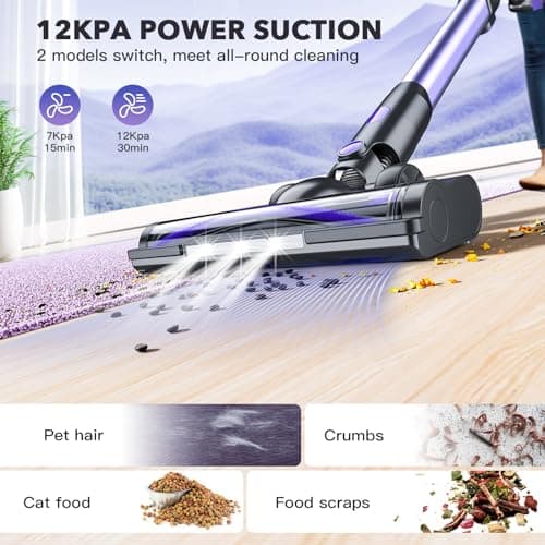 Vacuum Cleaners for Home,Cordless Vacuum Cleaner with Powerful Suction,Stick Vacuum Cleaner Rechargeable,Up to 35 Mins,Lightweight Vacuum for Pet Hair,Carpet,Floor(Purple)