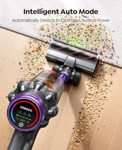 Cordless Vacuum Cleaner, 550W/45KPA/60Mins(ECO Mode) Vacuum Cleaners for Home, Self-Standing Stick Vacuum with Wall Mount Charging and Auto Mode, Handheld Vacuum for Pet Hair/Carpet/Floor
