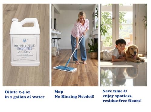 Porcelain & Ceramic Tile Floor Cleaner Concentrate for mopping. Streak-Free Clean, Ph Neutral and non-Toxic, Safe for Granite, Marble, Travertine, Limestone, and more 128 fl oz (1 gallon)