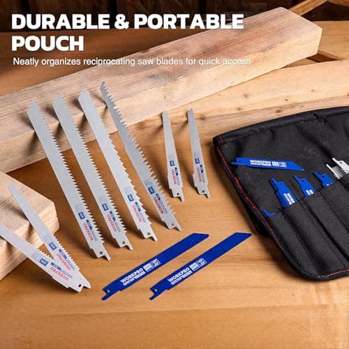 WORKPRO 32-Piece Reciprocating Saw Blade Set - Metal/Woodcutting Saw Blades, Pruner Saw Blades with Organizer Pouch