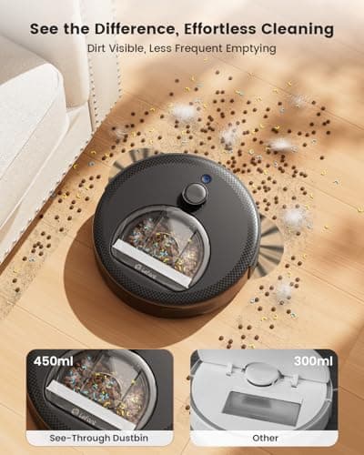 Lefant LiDAR Robot Vacuum and Mop, 450ml Visible Dustbin, Upgraded 190° PSD Obstacle Avoidance, Customized Cleaning, Multi-Floor Mapping, 150 Mins Runtime, 2.4&5G WiFi, Pet Hair & Carpets, M330 Pro