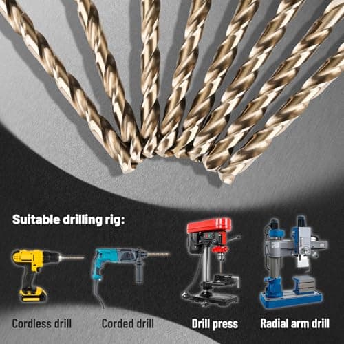29Pcs Drill Bit Set, 135 Degree Tip High Speed Steel with Black and Gold Finish, Stainless Steel, Plastic and Wood with Metal Indexed Storage Case 1/16"-1/2" (29pcs Black and Gold)