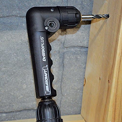 Milescraft 1304 Drill90PLUS - Right Angle Drill Attachment with 3/8 inch Chuck and 6-Sided Hex Shank - 90 Degree Drilling Adapter with Dual Handles for Tight Spaces