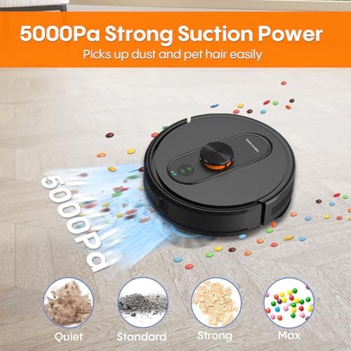 Robot Vacuum and Mop Self-Emptying, 5000Pa Robotic Vacuums, 60 Days Hands-Free, 3-in-1 LiDAR Robot Vacuum Cleaner,No-Go Zones,Perfect for Carpets, Hard Floors, and Pet Hair