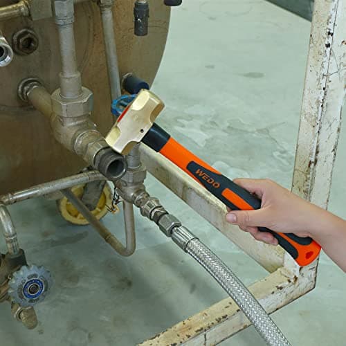 WEDO Brass Sledge Hammer With Fiberglass Handle, Non-Magnetic, Die-Forge, Corrosion Resistant, DIN Standard, 1lb, 300mm, 12"