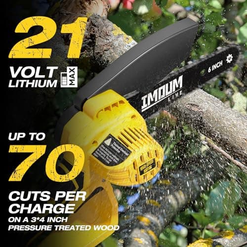 IMOUMLIVE 2-IN-1 Cordless Pole Saw & Mini Chainsaw, 21V 3.0Ah Battery Powered 6 Inch Electric Pole Chainsaw, 6.6 LB Lightweight, 14.8-Foot MAX Reach Pole Saw for Tree Trimming