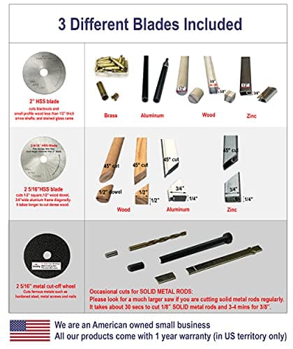 JOUNJIP Mini Miter Cut-Off Chop Saw for Hobby Miniature Model Making, Carbon Arrow Shafts, Zinc Stained Glass Came, 223/5.56 Brass - Cuts Max. 1/2" High x 1/2" Wide or 1/4" H x 3/4" W