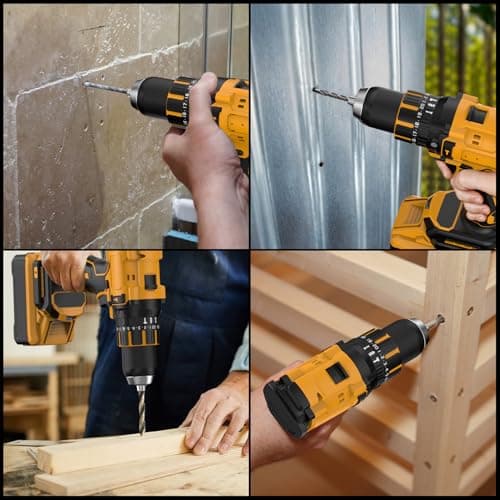 Cordless Hammer Drill Compatible with Dewalt 20V MAX Battery(No Battery)20V Brushless Drill, 1/2" Cordless Drill for Concrete with Variable Speed for Home Improvement, Woodworking, Metal