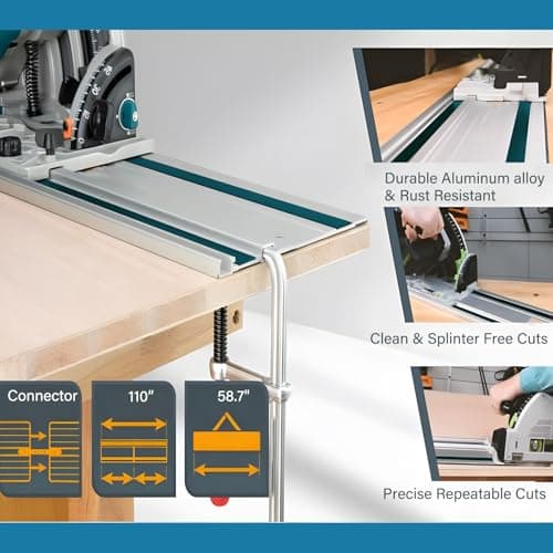 Track Saw Clamp, KITLUCK Quick Release Guide Rail Clamp for Circular Saw Guide Rail System, 6" Clamping Thickness, Universal Wood Track Clamps for Woodworking-2 Pcs