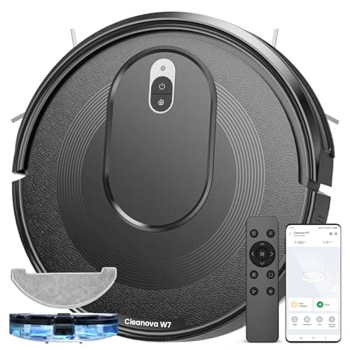 W7 Robot Vacuum and Mop Combo, 2 in 1 Mopping Robotic Vacuum Cleaner with Watertank and Dustbin, Self-Charging, Slim, Max 120mins Runtime for Hard Floor, Carpet Cleaning