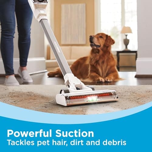 BLACK+DECKER POWERSERIES+ 20V MAX Cordless Stick Vacuum Cleaner with LED Floor Lights, Lightweight, Multi-Surface (BHFEA520J) , Gray