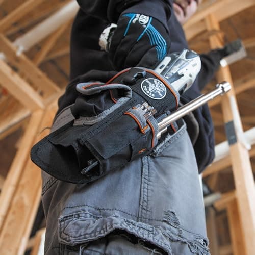 Klein Tools 5183 Tool Bag, Tradesman Pro Drill Pouch, 1680d Material, Drill Holster with Pockets for Tools and Bits