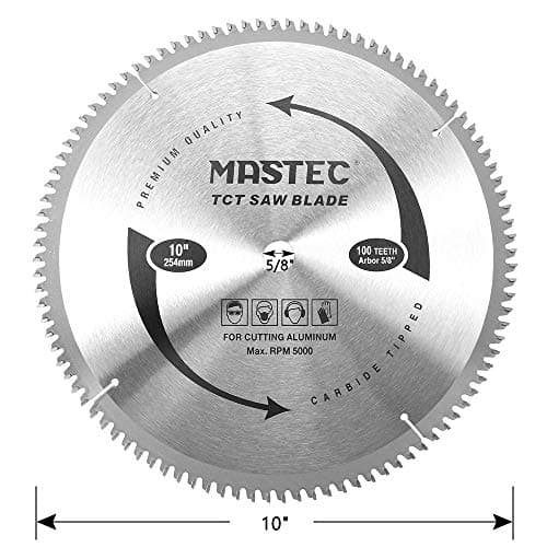 10-Inch 100T Carbide Tooth TCG for Aluminum Saw Blade with 5/8-Inch Arbor
