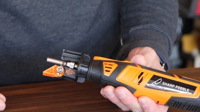 Sharp Pebble Cordless Lawn Mower Blade Sharpener – Adjustable 20°- 40° Angle Guide-Rotary Tool with Replaceable Sharpening Wheel Bits & Fast Rechargeable Battery – Effortless Precision for Lawn Care