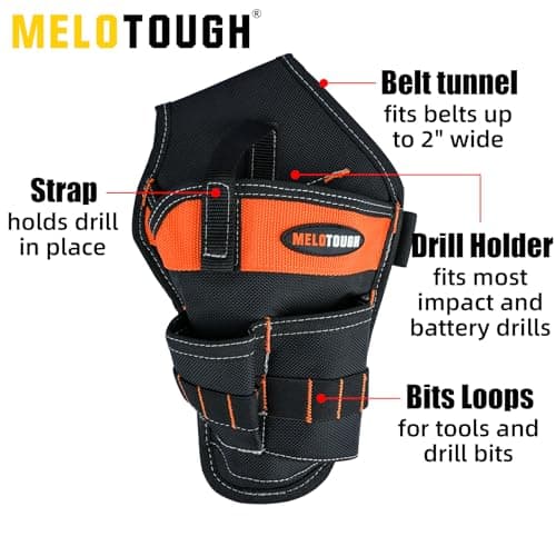 MELOTOUGH Left/Right Handed Belt Cordless Drill Holster for Tool Belt Drill Pouch Impact Driver Holster for Drill bits