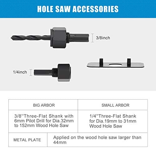 Luckyway 17-Piece Hole Saw Kit, Hole Saw Set, 3/4" to 5" Hole Saw with Hole Saw Mandrel for Wood,Plastic,PVC and Drywall