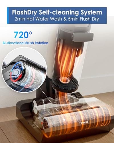 Tineco Floor ONE S7 FlashDry Smart Cordless Wet Dry Vacuum Cleaner, Long Runtime, Great for Sticky Messes, Self-Cleaning, 158℉Hot Air FlashDrying, Dual-Sided Edge Cleaning, Extended Battery Lifespan