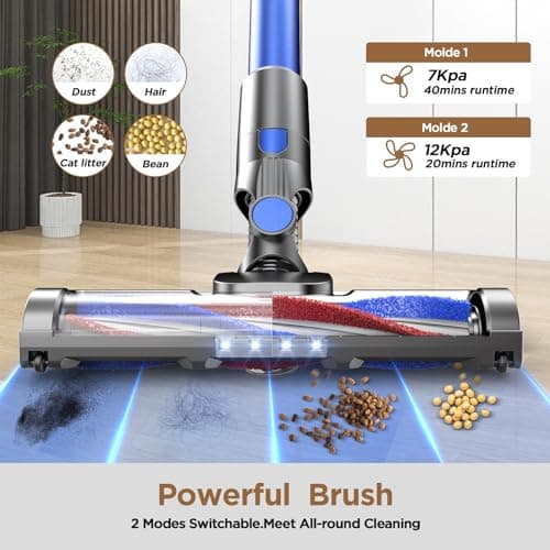Vacuum Cleaners for Home, 80,000PRM Powerful Motor Cordless Vacuum with Removable 2200mAH Battery up to 35 Mins Worktime, 2 Adjustable Modes and Detachable Parts Stick Vacuum (Sandy Blue)