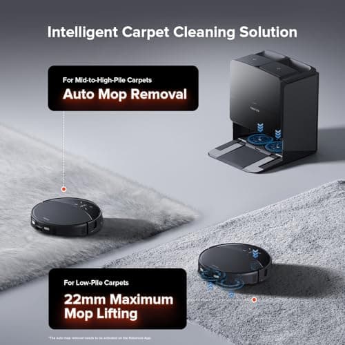roborock Saros 10R Robot Vacuum and Mop, Powerful Suction, Zero-Tangling, 3.14’’ Ultra Slim, FlexiArm Riser Technology for Carpet & Floor, Corner & Edge Cleaning, Self-Emptying, Hot Air Drying, Black