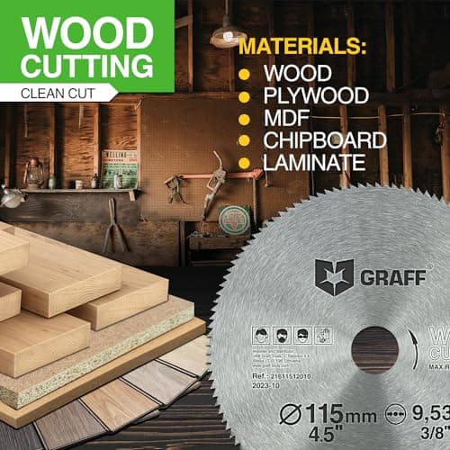 4-1/2 Inch Circular Saw Blade for Wood, Plywood, Laminate, Drywall, Plastic – 120T Wood Cutting Circular Saw Blade with 3/8 Inch Arbor from GRAFF