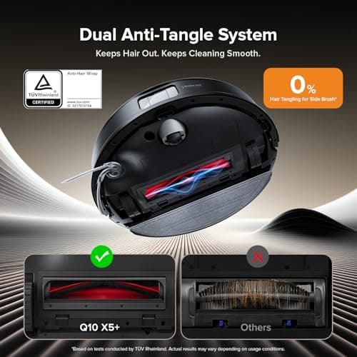 roborock Q10 X5+ Robot Vacuum and Mop, Self-Emptying, Hands-Free Cleaning for up to 7 Weeks, 10,000Pa Suction, Obstacle Avoidance, LiDAR Navigation, No-Go Zones, Black