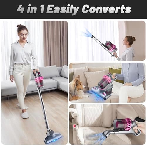 Cordless Vacuum Cleaner,Stick Vac with LED Screen,4 in 1 Mattress Vacuum, 1500mah Battery, Strong Suction,Suitable for Bed, car, Sofa, Carpet, pet Hair，Hardwood Floor