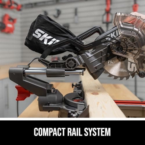 SKIL 10 Amp 7-1/4" Single Bevel Miter Saw with Compact Rail System & LED Shadow Line (Stand SRS0001 Sold Separately)-MS6306-00