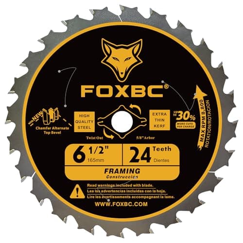 FOXBC 6-1/2 inch Circular Saw Blade 24T 60T Combo Pack, Wood Cutting, Thin-Kerf with 5/8" Arbor