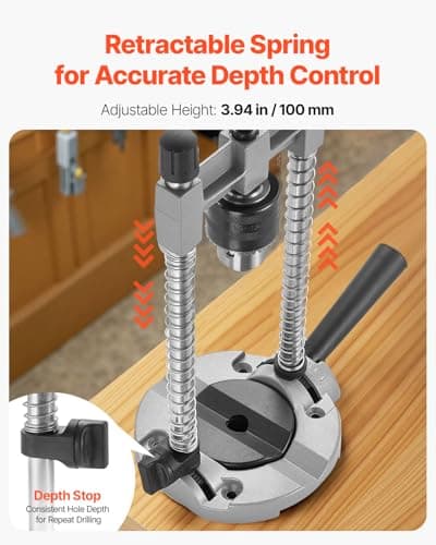 VEVOR Drill Guide, Multi-Angle Press Portable Precision Drilling Guide Jig Attachment, with Large Handle and Mounting Holes, Aluminum Alloy, for Drilling Angled or Straight Holes, for Wood Working