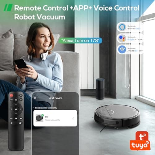 Robot Vacuum and Mop Combo, 2 in 1 Mopping Robot Vacuum Cleaner with 2000Pa Max Suction, Wi-Fi/App/Remote, Schedule, Self-Charging Slim Robotic Vacuum, Ideal for Pet Hair, Low-Pile Carpet, Hard Floor
