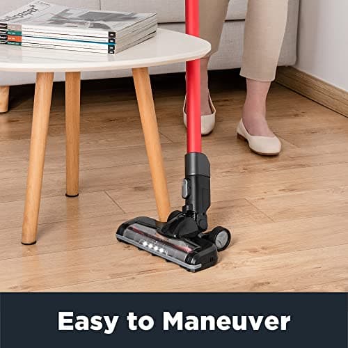 Eureka Cordless Vacuum Cleaner, Vacuum Cleaner for Home Rechargeable, Lightweight Stick Vacuum for Hardwood and Pet Hair,Rose Red, NEC101