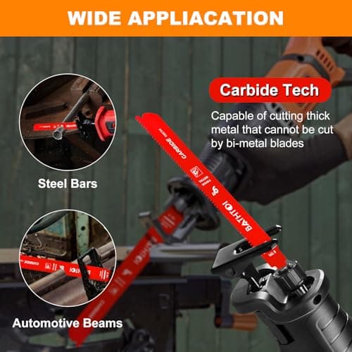 5 Pack 9 Inch 8 Tpi Carbide Reciprocating Saw Blades for Thick Metal Cutting, Cast Iron and Alloy Steel Cutting Sawzall Blades with Carbide Tipped Teeth for Longer Life and Faster Cutting Speed