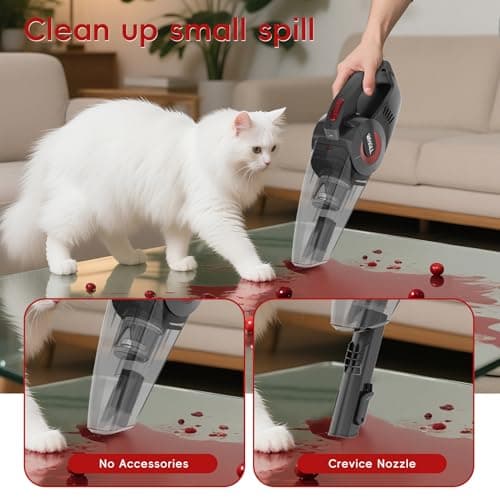 whall Handheld Cordless Car Vacuums, Wet and Dry Use 9000Pa Strong Suction Vacuums, Rechargeable Portable Vacuum Cleaner with LED, Charging Dock, Lightweight Mini Vacuum for Car, Home and Office, Red