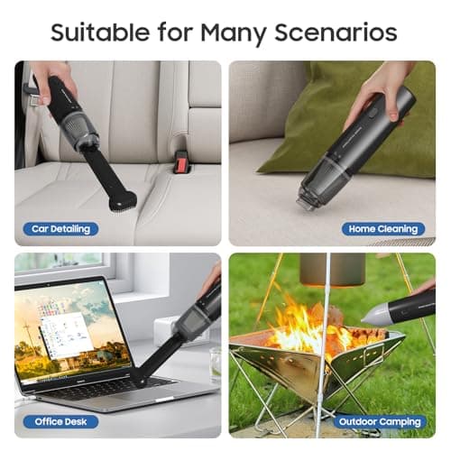Handheld Vacuum Cordless, Portable Car Vacuum Cleaner with HEPA Filter, 2 Suction Modes, Mini Hand Held Vacuum Rechargeable for Car, Home, Office, Desk, Keyboards, Pet Hair (Black)
